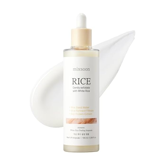 mixsoon White Rice Peeling Ampoule - White rice exfoliant, Gentle Exfoliating Serum for Smooth, Radiant Skin, Dead Skin Cells Remover 100ml / 3.38 fl.oz. Korean Glass Skin Care - Image 1