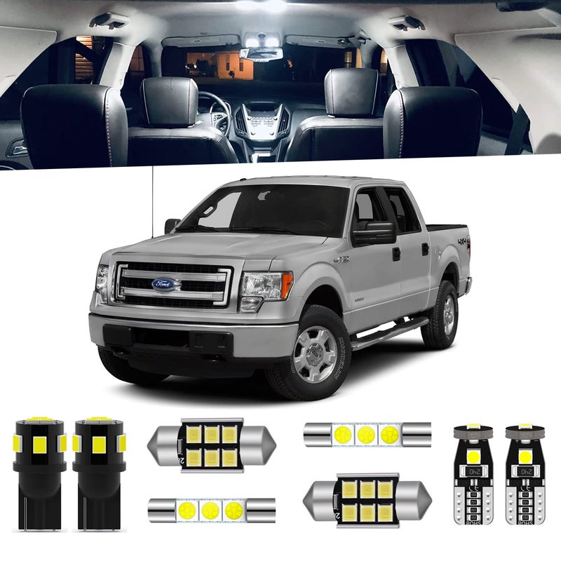 ENDPAGE 9Pieces F150 Interior LED Light Kit for Ford F150 2009 2010 2011 2012 2013 2014 White 6000K Interior LED Lighting Package Cargo Lights License Plate Lights Install Tool