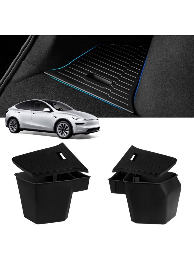FETUSI Trunk Storage Bins Fit for Tesla Model Y Juniper 2025 2026 – Rear Side Organizer with Carpeted Lids – Model Y Interior Accessories – 6PCS - Image 3