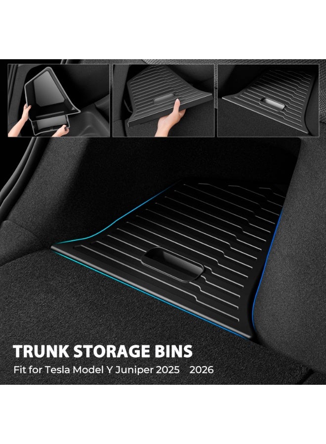 FETUSI Trunk Storage Bins Fit for Tesla Model Y Juniper 2025 2026 – Rear Side Organizer with Carpeted Lids – Model Y Interior Accessories – 6PCS - Image 5