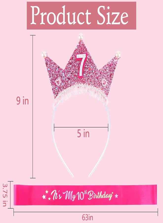 Vovii Birthday Girl Headband with Pearl & Sash Set for 7th Birthday Decorations for Girls, Princess Crown Headband for 7 Year Old Girl Dress Up, Photo Prop & Party Decorations Gifts - Image 4
