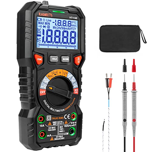 KAIWEETS HT118E Digital Multimeter TRMS 20000 Counts with Higher Resolution Auto-Ranging Voltmeter Accurately Measures Voltage Current Resistance Diodes Continuity Duty-Cycle Capacitance Temperature - Image 1