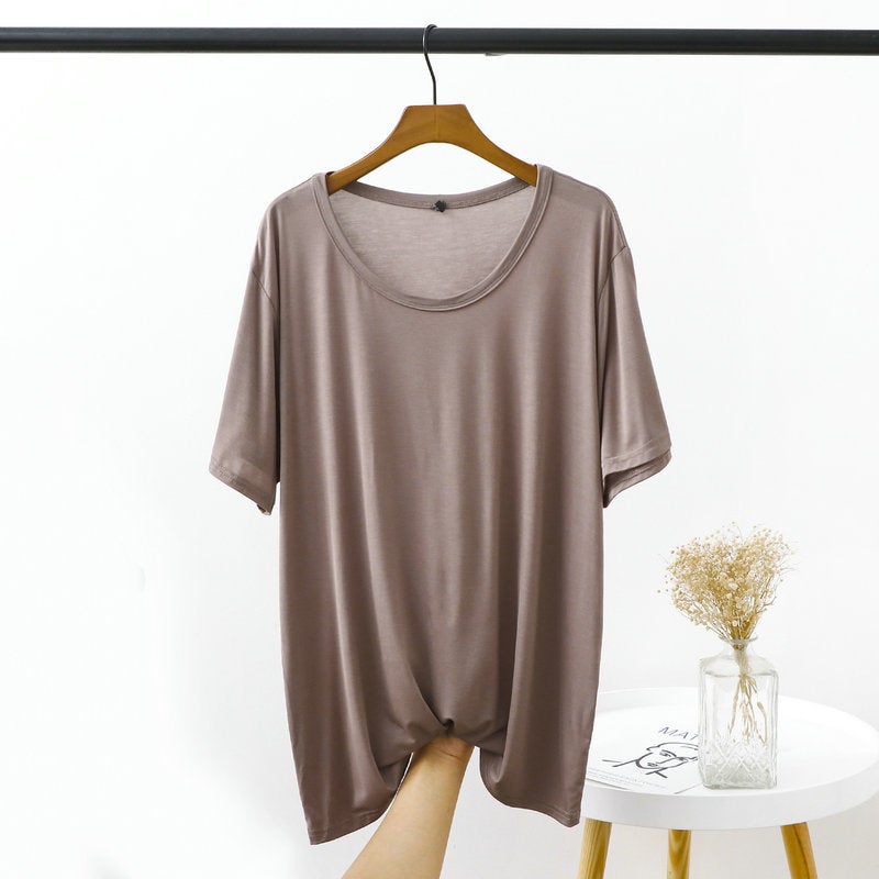 In The Of 2022, Korean Version Of Short-Sleeved Modal T-Shirt For Women'S Clothing Is Loose And Large Size Round Neck Base Shirt For Plump Girls - Image 4