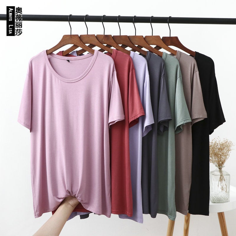 In The Of 2022, Korean Version Of Short-Sleeved Modal T-Shirt For Women'S Clothing Is Loose And Large Size Round Neck Base Shirt For Plump Girls - Image 2