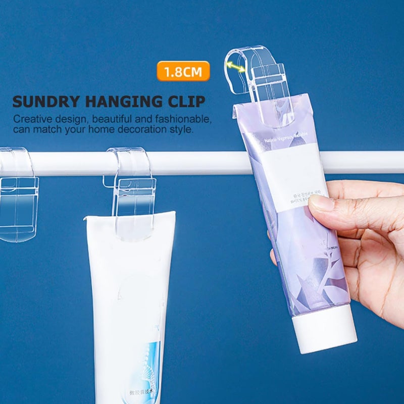 Healifty 12pcs Hanging Clips with Hooks, Multi-use Bathroom Storage Clips for Toothpaste and Sundries, Plastic Utility Hooks for Shower and Wall Organization - Image 5