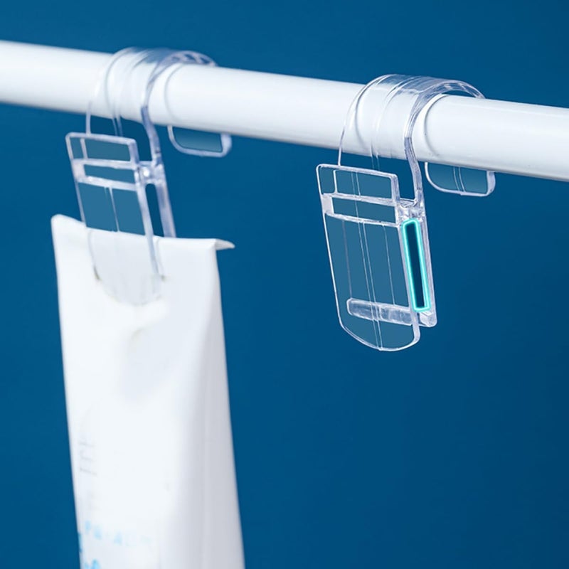 Healifty 12pcs Hanging Clips with Hooks, Multi-use Bathroom Storage Clips for Toothpaste and Sundries, Plastic Utility Hooks for Shower and Wall Organization - Image 4