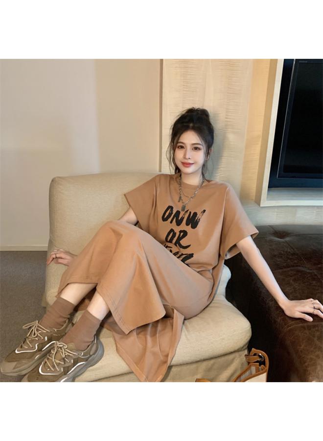 South Korea Plus Size T-shirt Women's Summer Loose Simple Plus Size Dress Student Short-sleeved Base Shirt Top For Women