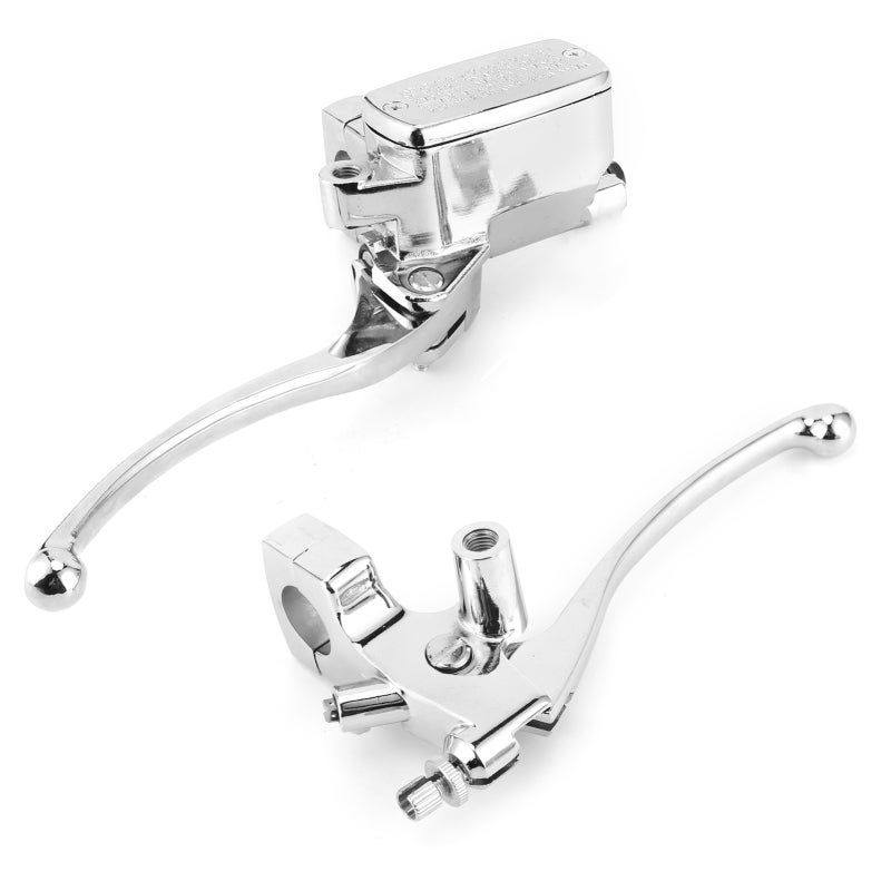 Hydraulic Brake Clutch Cylinder 14ml Reservoir with Fluid Sight Glass - CNC Forged Aluminum Alloy Master Cylinder Lever Electroplated Silver for Motorcycle 25mm Handlebar - Image 1
