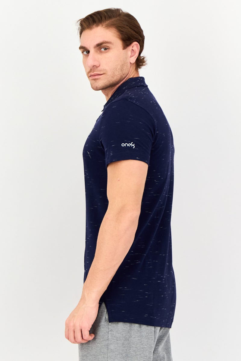 PUMA One8 Men Slim Fit Brand Logo Short Sleeves Outdoor Polo Shirt, Navy - Image 2