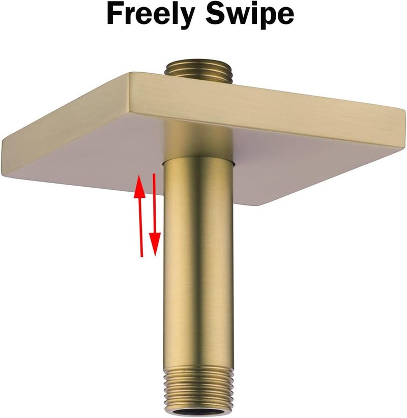 Random Straight Shower Arm with Flange,Gold 4 Inches Ceiling Mount Shower Head Extension Arm,Brushed Gold.RD-91038-4BG-SQ - Image 4