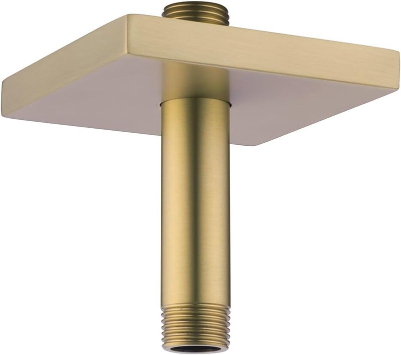 Random Straight Shower Arm with Flange,Gold 4 Inches Ceiling Mount Shower Head Extension Arm,Brushed Gold.RD-91038-4BG-SQ - Image 1