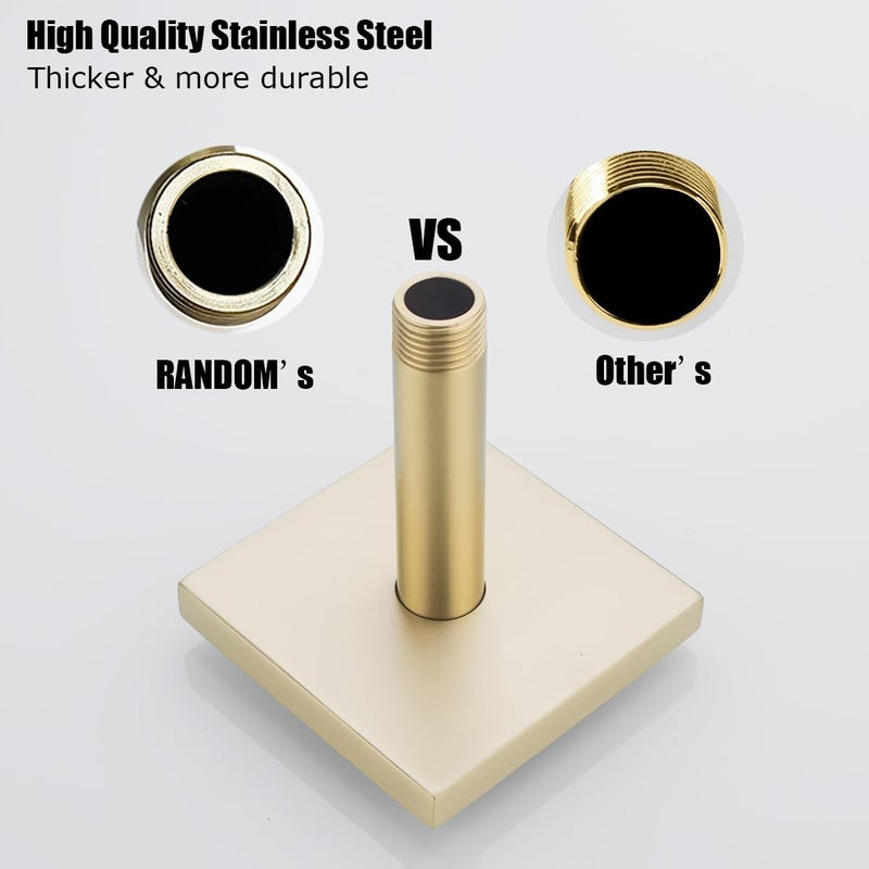 Random Straight Shower Arm with Flange,Gold 4 Inches Ceiling Mount Shower Head Extension Arm,Brushed Gold.RD-91038-4BG-SQ - Image 5