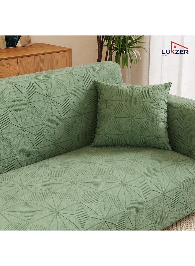 Lukzer 2 Seater Pastel Green Starlight Sofa Cover | 240 GSM Universal Stretch Fit Jacquard Fabric Couch Protector | Fully Covered Anti Slip & Washable Sofa Cover | (140-180cm/SC-143-02) - Image 5