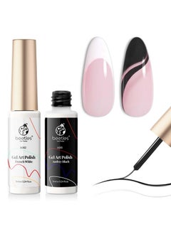 beetles Gel Polish beetles Gel Polish Nail Art Liner Gel Polish Set- 2 Popular Black White Colors Nail Art Polish Gel Art Paint for Swirl Nails Built Thin Nail Art Brush in Gel Pens UV Soak off Gifts for Women  - Image 1