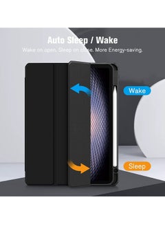 glassology Hybrid Slim Case for Samsung Galaxy Tab S8 Ultra Shockproof Cover with S Pen Holder Clear Transparent Back Shell Auto Wake/Sleep with Screen Protector (Black)  - Image 2