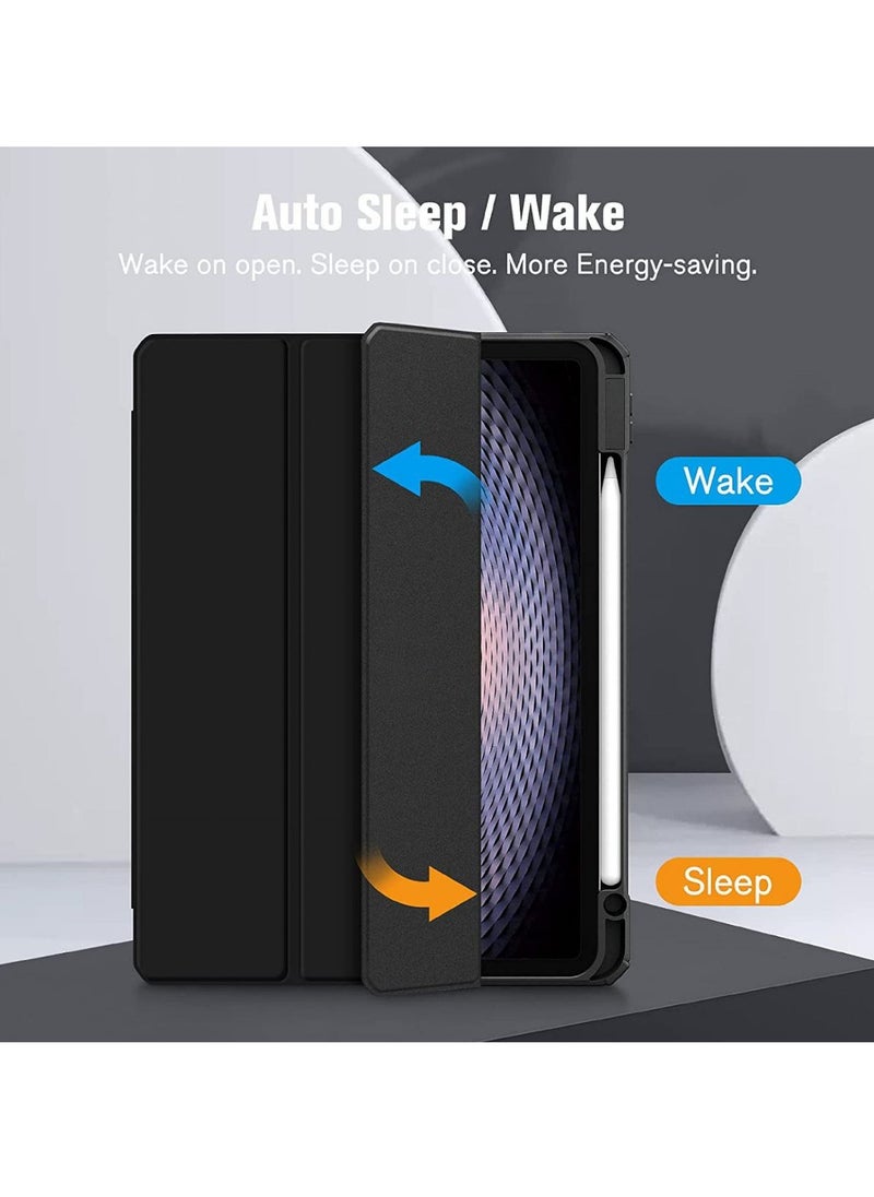 glassology Hybrid Slim Case for Samsung Galaxy Tab S8 Ultra Shockproof Cover with S Pen Holder Clear Transparent Back Shell Auto Wake/Sleep with Screen Protector (Black)  - Image 2