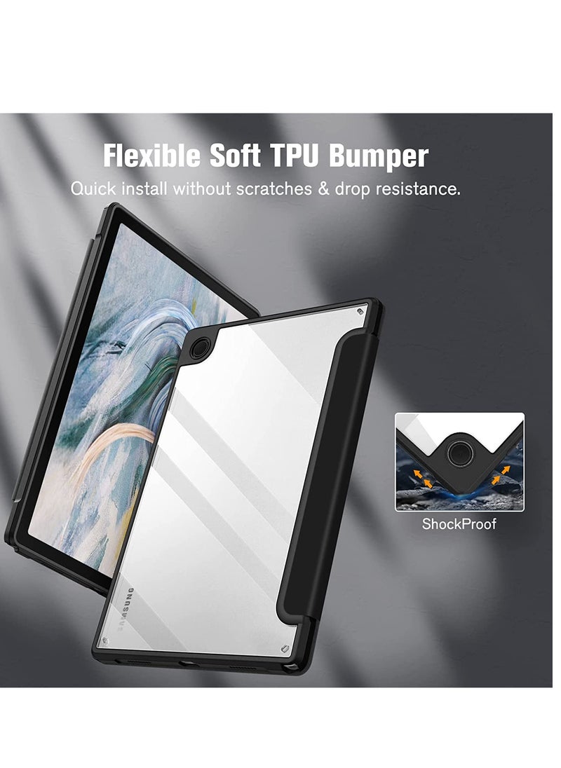 glassology Hybrid Slim Case for Samsung Galaxy Tab S8 Ultra Shockproof Cover with S Pen Holder Clear Transparent Back Shell Auto Wake/Sleep with Screen Protector (Black)  - Image 4