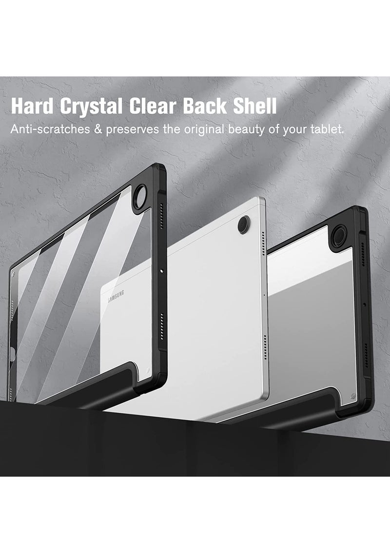 glassology Hybrid Slim Case for Samsung Galaxy Tab S8 Ultra Shockproof Cover with S Pen Holder Clear Transparent Back Shell Auto Wake/Sleep with Screen Protector (Black)  - Image 3