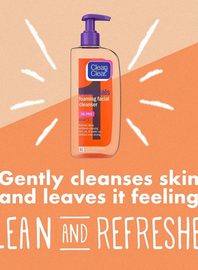 Clean & Clear Essentials Foaming Facial Cleanser, Oil-Free Daily Face Wash to Remove Dirt, Oil & Makeup, 8 fl. oz - Image 2