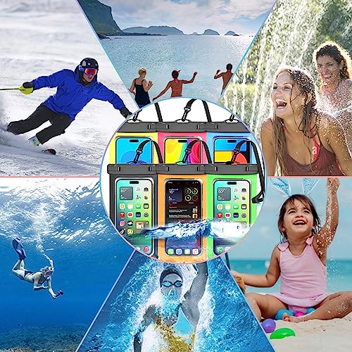 Famoby [Up to 8.3"] 6 Pack Multicolor Universal Waterproof Phone Pouch, Phone Waterproof Case Dry Bag (Protection Level: IP68) Outdoor for Apple iPhone,Samsung,and More(Black,Blue,Pink,Orange,Yellow,Green) - Image 2