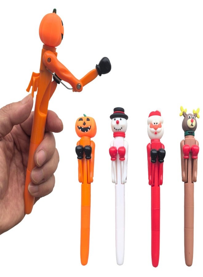 Inf-way Christmas Boxing Ballpoint Pens, 4 Pcs Novelty Christmas Themed Punching Pens Fun Interactive Writing Pens for Christmas Party Favors, Gifts, Office & High School Supplies - Image 1