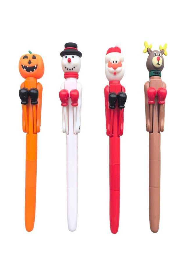 Inf-way Christmas Boxing Ballpoint Pens, 4 Pcs Novelty Christmas Themed Punching Pens Fun Interactive Writing Pens for Christmas Party Favors, Gifts, Office & High School Supplies - Image 2
