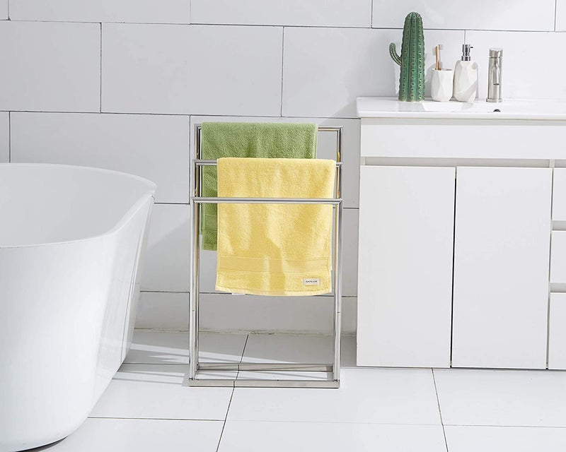 INDIAN DECOR XL31665 Freestanding 3 Tier Stainless Steel Towel Bar Stand for Bathroom Chrome Plated  - Image 5