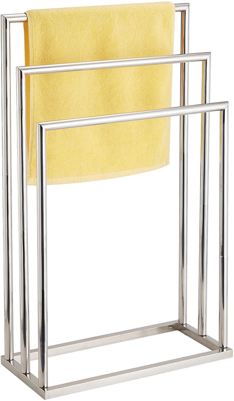 INDIAN DECOR XL31665 Freestanding 3 Tier Stainless Steel Towel Bar Stand for Bathroom Chrome Plated  - Image 2