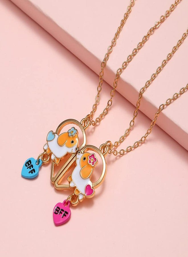 Lezmoii Best Friend Necklace Friendship Necklace Gifts Matching Magnetic BFF Necklace for 2 Girls (Corgi) - Image 2