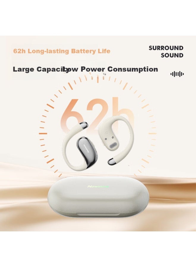 Newmine Ly62 Bone Conduction Bluetooth Headphones, Wireless Ear-hook Style, Not In-ear, Open-style, For Sports And Running, Noise Reduction, Compatible With Xiaomi, Apple, Huawei And Others, Milk Tea Color - Image 3