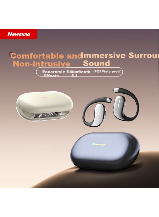 Newmine Ly62 Bone Conduction Bluetooth Headphones, Wireless Ear-hook Style, Not In-ear, Open-style, For Sports And Running, Noise Reduction, Compatible With Xiaomi, Apple, Huawei And Others, Milk Tea Color - Image 1