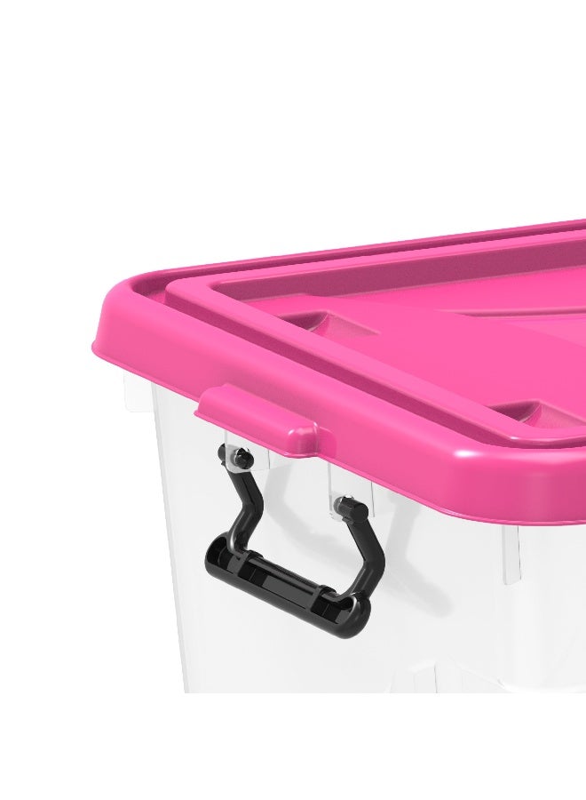 Cosmoplast صندوق تخزين بلاستيكي شفاف سعة 33 لتر مع عجلات وغطاء قابل للقفل (عبوة من 3) - Image 4