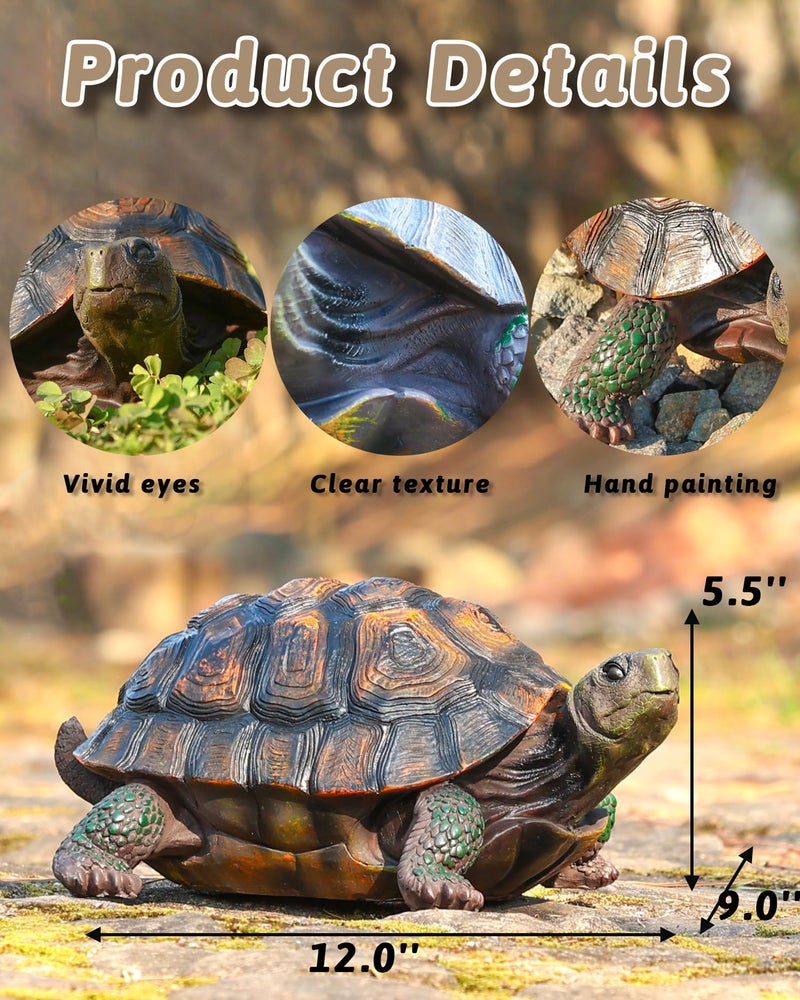 Sdeetesamjun Tortoise Turtle Statue,Resin Garden Sculpture Indoor/Outdoor Yard Lawn Ornament,Home Decor (Large) - Image 3