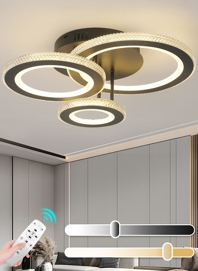 YATAI LIGHTING 3-Color Round LED Ceiling Light Fixture, Modern Black Flush Mount Lamp with Remote Control for Bedroom, Living Room, Dining Room, and Library, 36W, 3000K-6000K - Image 1