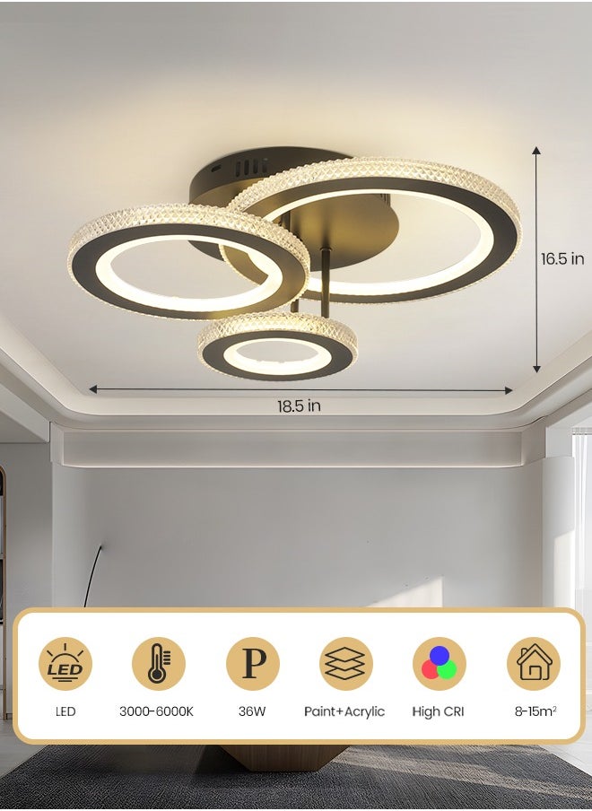 3-Color Round LED Ceiling Light Fixture, Modern Black Flush Mount Lamp with Remote Control for Bedroom, Living Room, Dining Room, and Library, 36W, 3000K-6000K - pzsku/ZE95F1B4339ADBCF3A817Z/45/_/1738600608/0ca70dba-3efa-49a2-a47c-410e64334af4