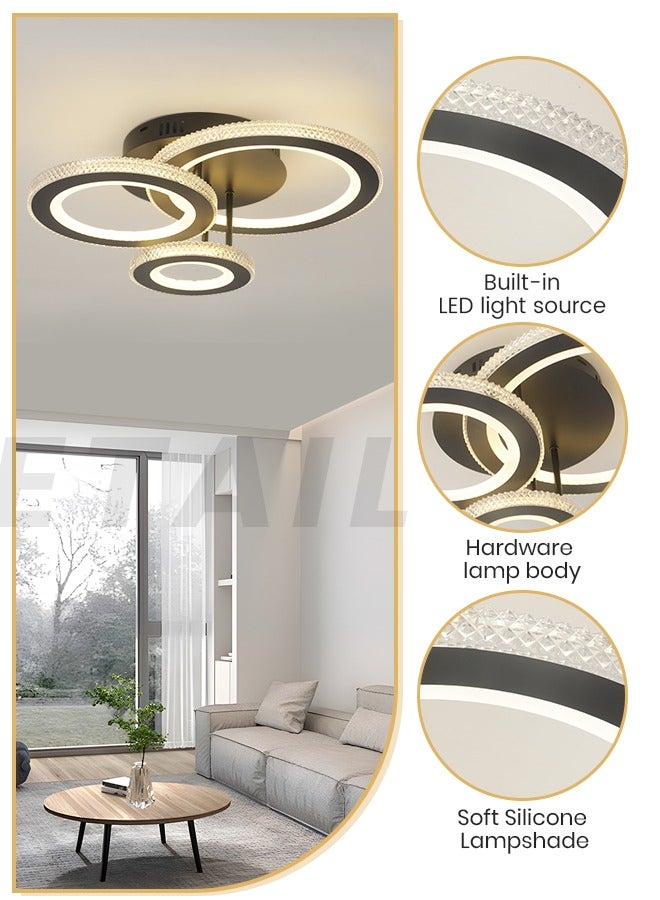 YATAI LIGHTING 3-Color Round LED Ceiling Light Fixture, Modern Black Flush Mount Lamp with Remote Control for Bedroom, Living Room, Dining Room, and Library, 36W, 3000K-6000K - Image 4