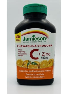 Chewable Vitamin C + Zinc 500Mg Natural Tangy Orange 400 Tablets