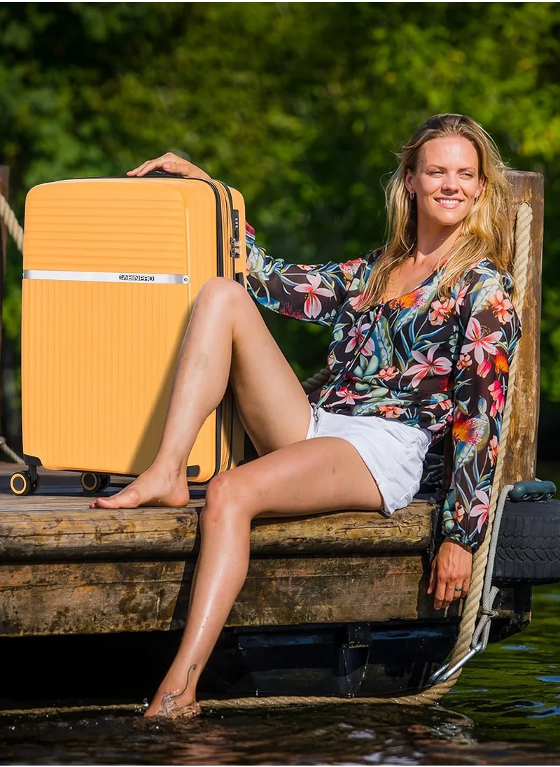 CABINPRO Light Weight PP Fashion Trolley Luggage Expandable Hard Case Carry on Suitcase with Safe Zipper and 4 Quite 360° Double Spinner Wheels CP002 Yellow