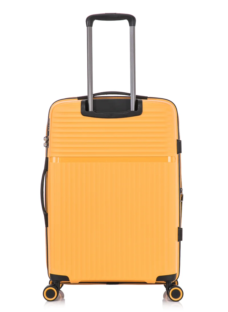 CABINPRO Light Weight PP Fashion Trolley Luggage Expandable Hard Case Carry on Suitcase with Safe Zipper and 4 Quite 360° Double Spinner Wheels CP002 Yellow