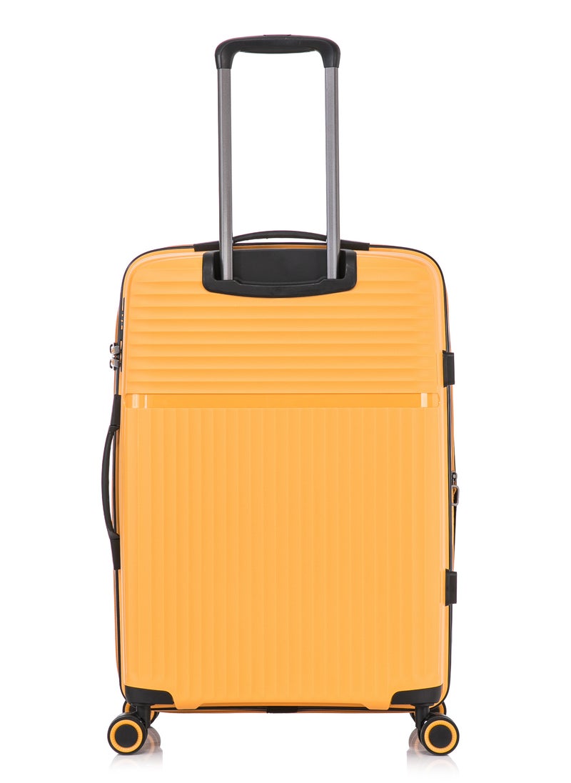 CABINPRO Light Weight PP Fashion Trolley Luggage Expandable Hard Case Carry on Suitcase with Safe Zipper and 4 Quite 360° Double Spinner Wheels CP002 Yellow  - Image 5