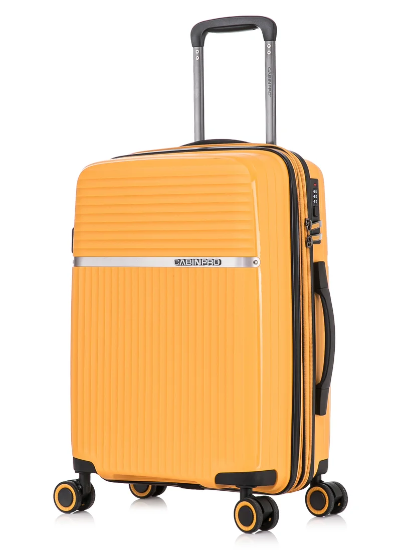 CABINPRO Light Weight PP Fashion Trolley Luggage Expandable Hard Case Carry on Suitcase with Safe Zipper and 4 Quite 360° Double Spinner Wheels CP002 Yellow