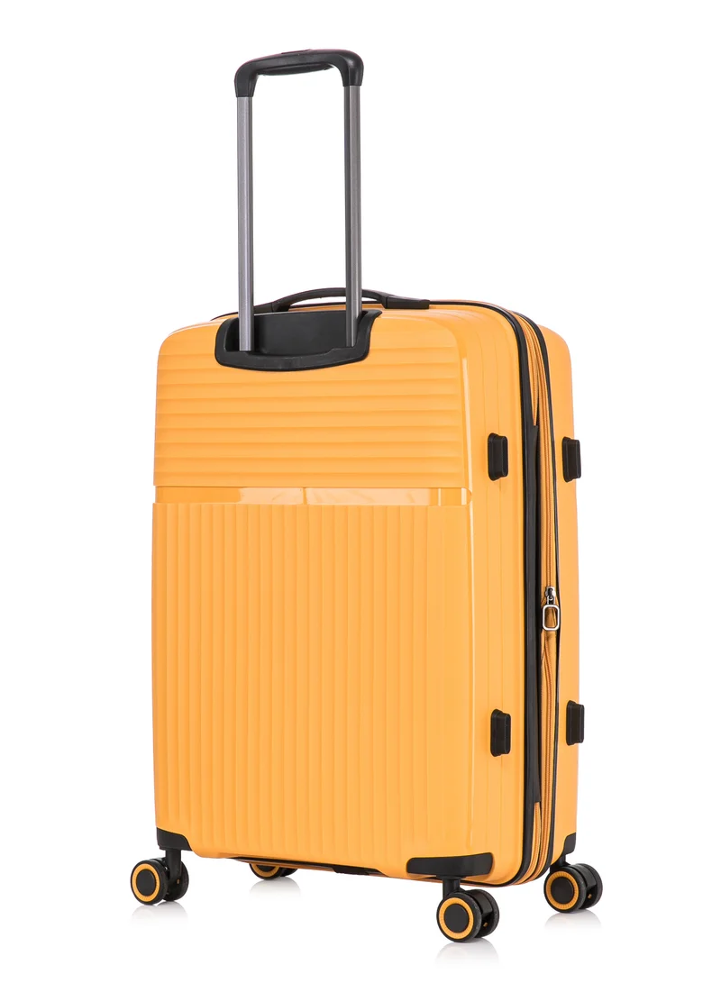 CABINPRO Light Weight PP Fashion Trolley Luggage Expandable Hard Case Carry on Suitcase with Safe Zipper and 4 Quite 360° Double Spinner Wheels CP002 Yellow