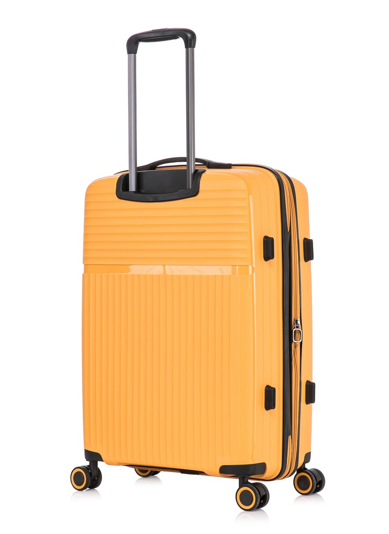 CABINPRO Light Weight PP Fashion Trolley Luggage Expandable Hard Case Carry on Suitcase with Safe Zipper and 4 Quite 360° Double Spinner Wheels CP002 Yellow  - Image 4