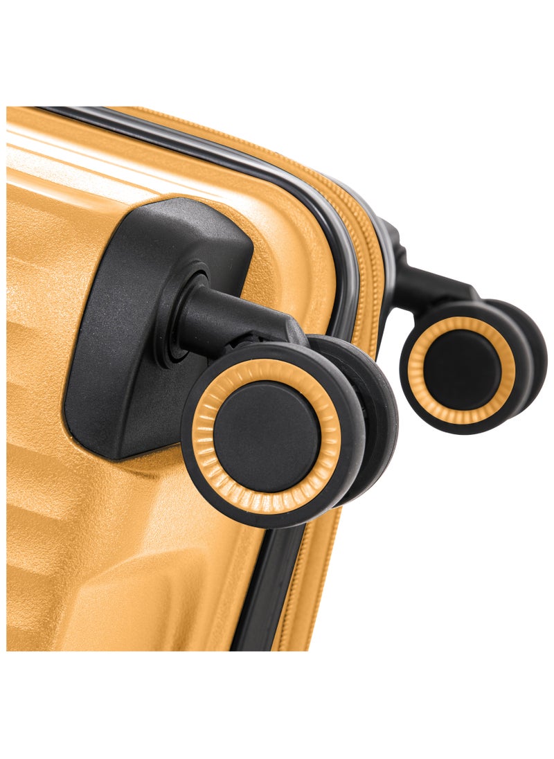 Light Weight PP Fashion Trolley Luggage Expandable Hard Case Carry on Suitcase with Safe Zipper and 4 Quite 360° Double Spinner Wheels CP002 Yellow