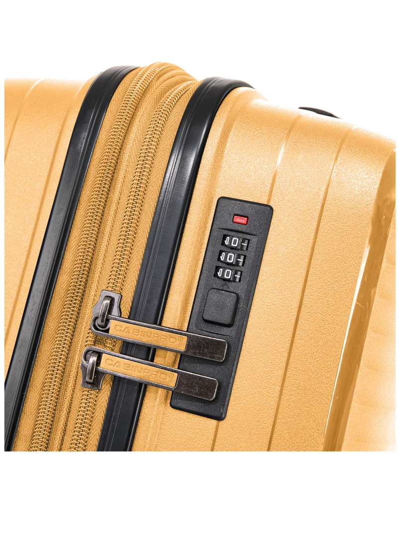 CABINPRO Light Weight PP Fashion Trolley Luggage Expandable Hard Case Carry on Suitcase with Safe Zipper and 4 Quite 360° Double Spinner Wheels CP002 Yellow