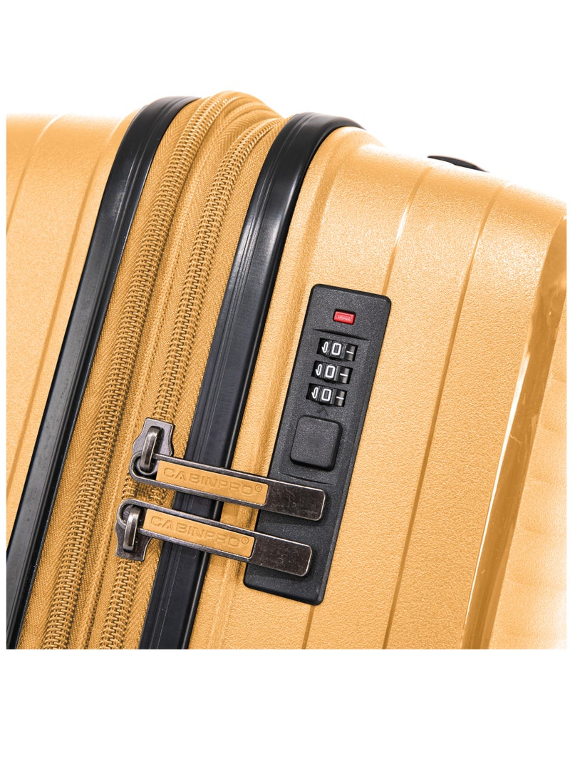 Light Weight PP Fashion Trolley Luggage Expandable Hard Case Carry on Suitcase with Safe Zipper and 4 Quite 360° Double Spinner Wheels CP002 Yellow