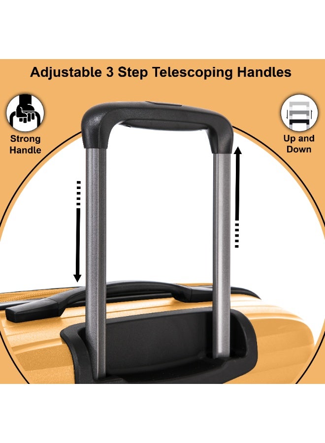 CABINPRO Light Weight PP Fashion Trolley Luggage Expandable Hard Case Carry on Suitcase with Safe Zipper and 4 Quite 360° Double Spinner Wheels CP002 Yellow - Image 3