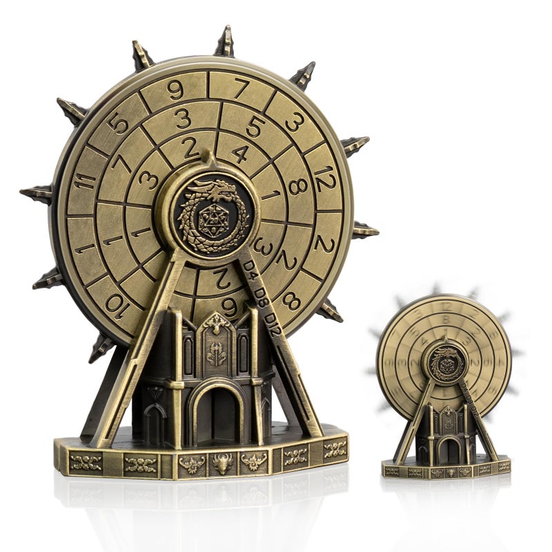 EZUO DND Ferris Wheel Spinner Metal Dice Rotating Dice Set for Role Playing Gaming with Box Polyhedral Dice with 3D Relief Design for Dungeons and Dragons and Tabletop Games Bronze - Image 3