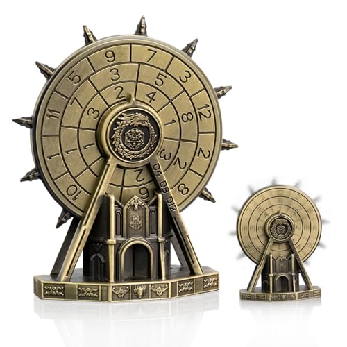 EZUO DND Ferris Wheel Spinner Metal Dice Rotating Dice Set for Role Playing Gaming with Box Polyhedral Dice with 3D Relief Design for Dungeons and Dragons and Tabletop Games Bronze - Image 1