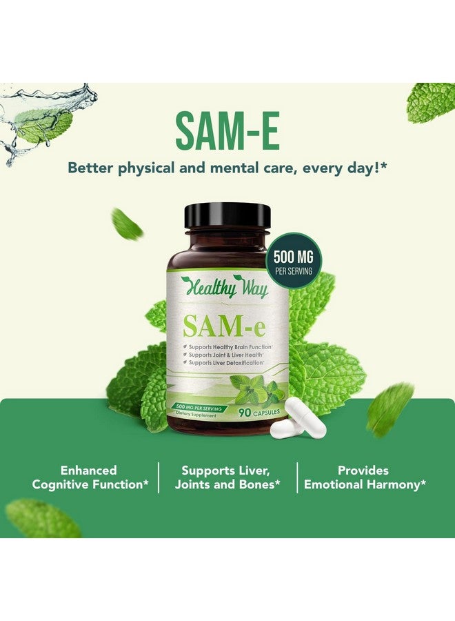 HealthyWayRx Healthy Way 500mg SAM-e Supplement - High Strength 500mg S-Adenosyl-L-Methionine Capsules for Joint Brain Liver and Mood Support - Non-GMO High Absorption Same Supplement (90 Servings) - Image 3